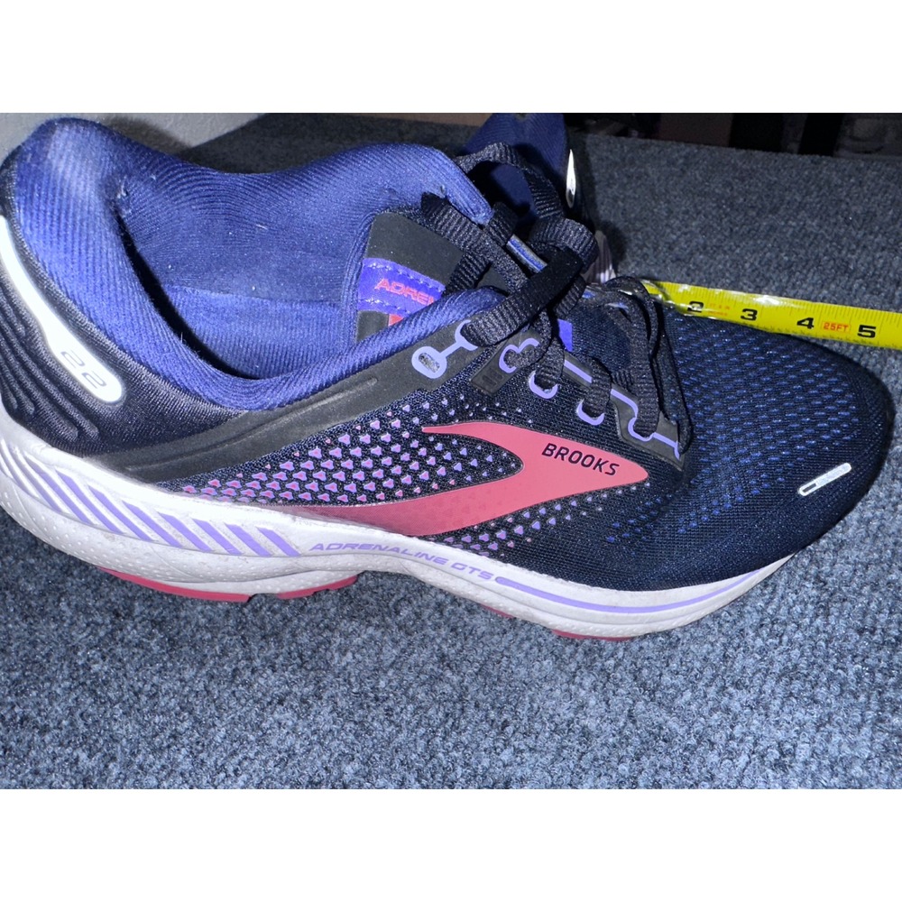 Brooks Adrenaline GTS 22 Womens 8.5 Wide Navy Purple Running Shoes 1203531D080